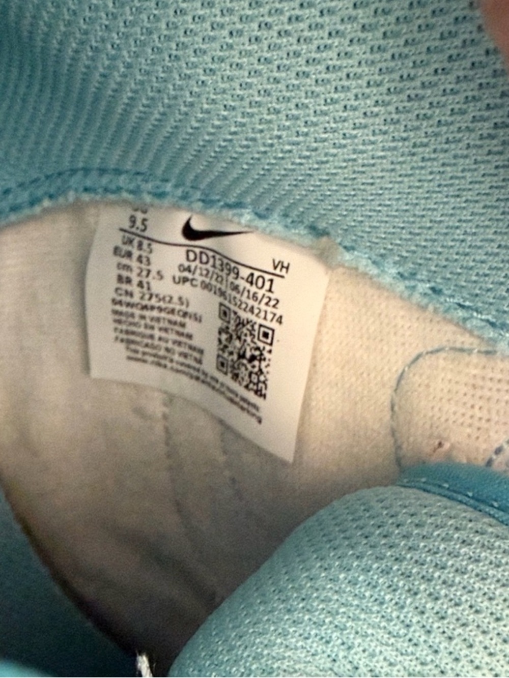 Nike Dunk High Blue Chill White University Blue Men’s Sneakers Size 9.5 - Picture 6 of 6